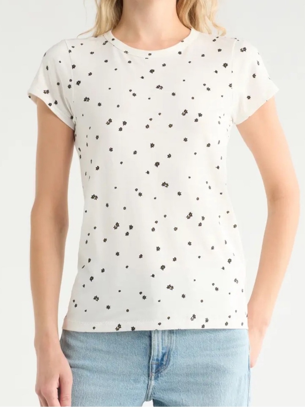 Rag & Bone Soft All Over Summer Daisy Tee White Multi Floral Size Medium